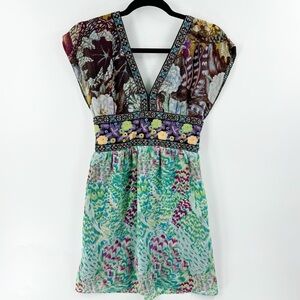 ✅‎ Meghan Los Angeles Women's Mini Dress Tunic Size 4 Boho Gypsy Embroidered